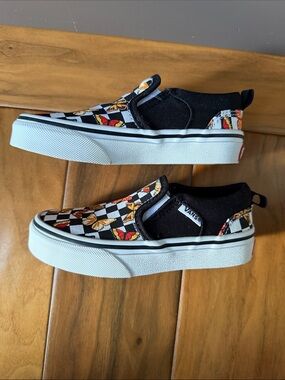 Vans Kids' Checkerboard Butterfly Slip-On Sneakers - Black/White/Red/Yellow
